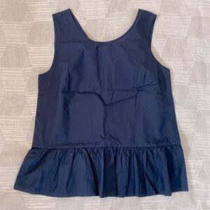 Cotton Peplum Top with Bow Detail